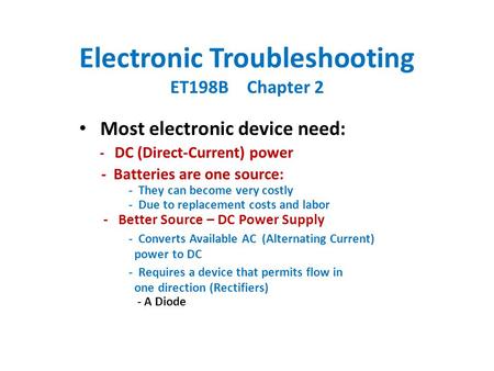 Electronic Troubleshooting ET198B Chapter 2