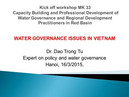 WATER GOVERNANCE ISSUES IN VIETNAM