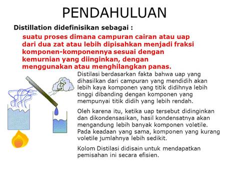 PENDAHULUAN Distillation didefinisikan sebagai :