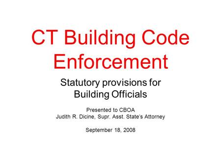 CT Building Code Enforcement