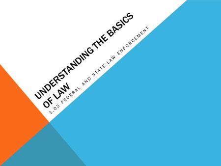 UNDERSTANDING THE BASICS OF LAW 1.03 FEDERAL AND STATE LAW ENFORCEMENT.