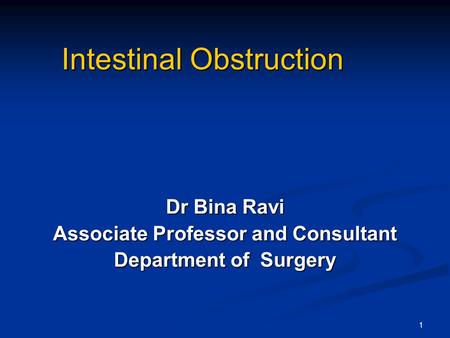 Intestinal Obstruction