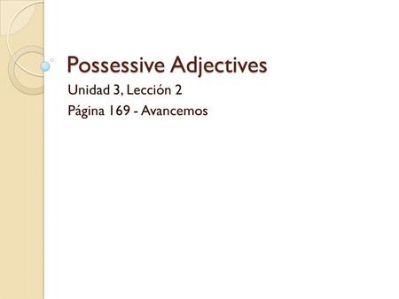 Possessive Adjectives