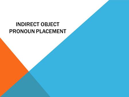 INDIRECT OBJECT PRONOUN PLACEMENT. Remember that typically pronouns come before the conjugated verb. Tú me lees el libro.