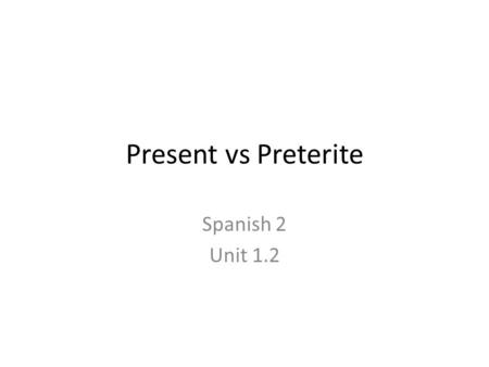 Present vs Preterite Spanish 2 Unit 1.2. Give the chart for “to visit a museum” in the Present and Preterite tense PresentPreterite.