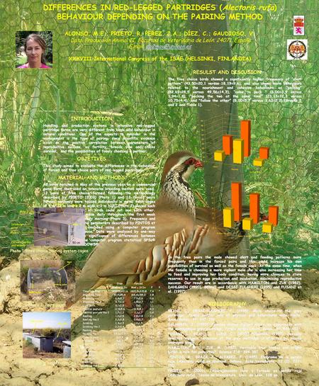 DIFFERENCES IN RED-LEGGED PARTRIDGES (Alectoris rufa) BEHAVIOUR DEPENDING ON THE PAIRING METHOD ALONSO, M.E.; PRIETO, R. PÉREZ, J.A.; DÍEZ, C.; GAUDIOSO,