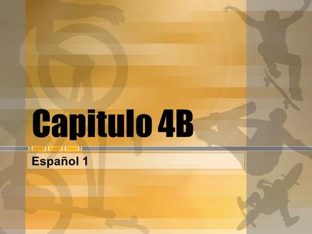 Capitulo 4B Español 1. To Talk about Leisure activities El baile – dance El concierto – concert La fiesta – party El partido – game/match.