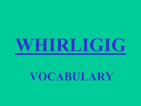 WHIRLIGIG VOCABULARY Whirligig Any child’s toy that spins.