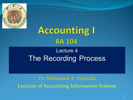 Dr. Mohamed A. Hamada Lecturer of Accounting Information Systems