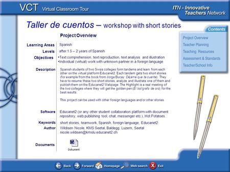 Taller de cuentos – workshop with short stories Documents AuthorWildisen Nicole, KMS Seetal, Baldegg, Luzern, Seetal