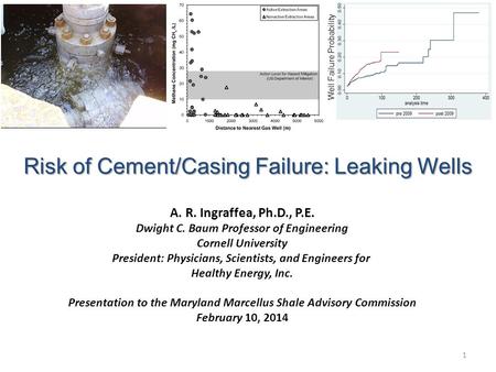 A. R. Ingraffea, Ph.D., P.E. Dwight C. Baum Professor of Engineering Cornell University President: Physicians, Scientists, and Engineers for Healthy Energy,