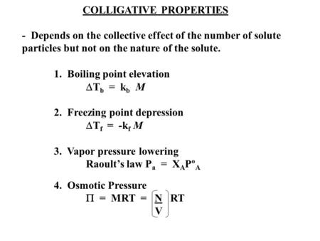 COLLIGATIVE PROPERTIES