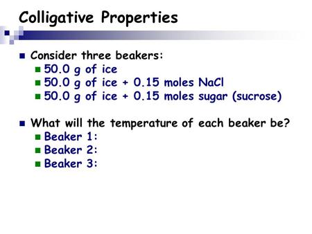 Colligative Properties