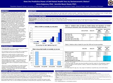 Background: Self-rated health (SRH) is widely used in research on health inequalities by socioeconomic status. However, researchers must be certain that.