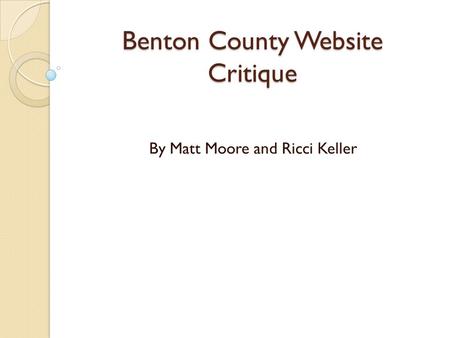 Benton County Website Critique