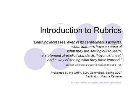 Introduction to Rubrics