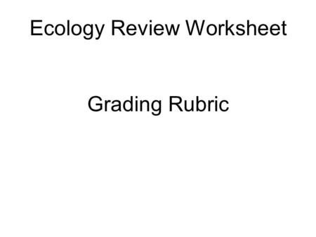 Ecology Review Worksheet