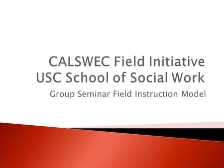 Group Seminar Field Instruction Model.  1. Delivery of consistent competency based field instruction and augmented case supervision.  2. Provision of.