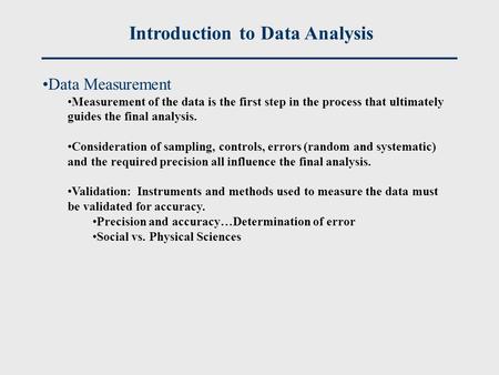 Introduction to Data Analysis