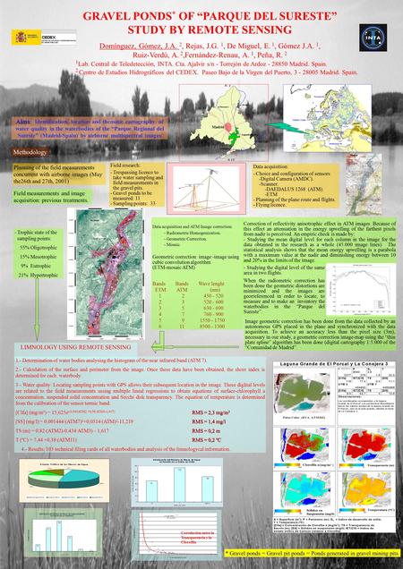 GRAVEL PONDS * OF “PARQUE DEL SURESTE” STUDY BY REMOTE SENSING Domínguez, Gómez, J.A. 2, Rejas, J.G. 1, De Miguel, E. 1, Gómez J.A. 1, Ruiz-Verdú, A. 2,Fernández-Renau,