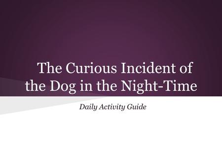 The Curious Incident of the Dog in the Night-Time