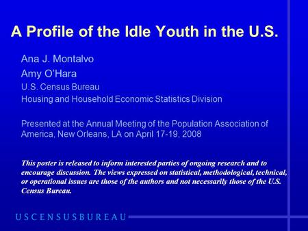 A Profile of the Idle Youth in the U.S.