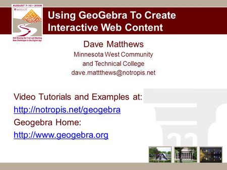 Using GeoGebra To Create Interactive Web Content