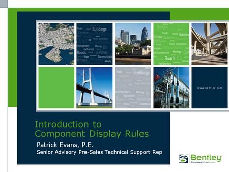 Patrick Evans, P.E. Senior Advisory Pre-Sales Technical Support Rep Introduction to Component Display Rules.