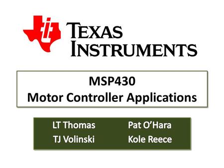 MSP430 Motor Controller Applications