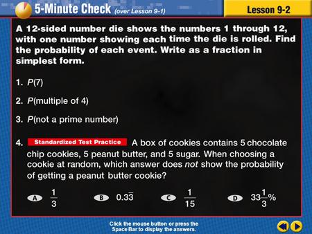 Transparency 2 Click the mouse button or press the Space Bar to display the answers.