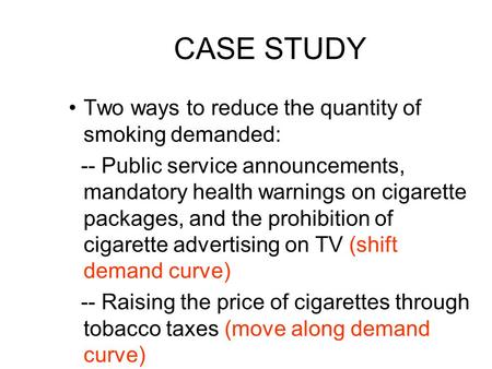 CASE STUDY Two ways to reduce the quantity of smoking demanded: