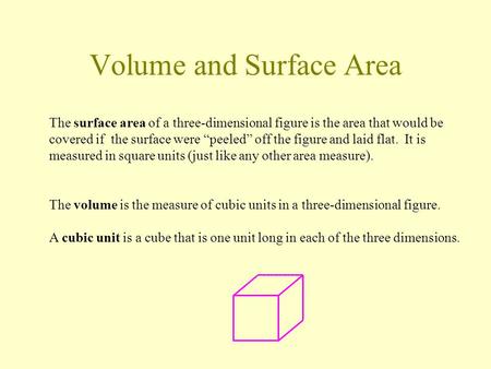 Volume and Surface Area