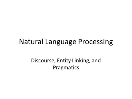 Natural Language Processing