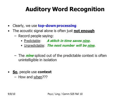 Auditory Word Recognition