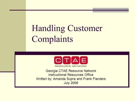 Handling Customer Complaints