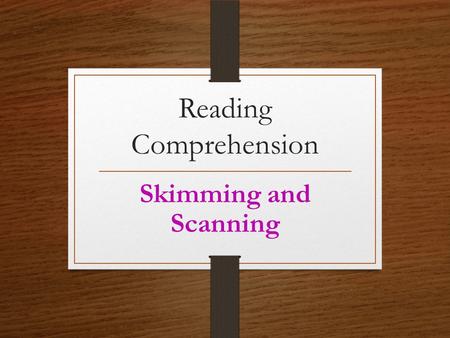 Reading Comprehension