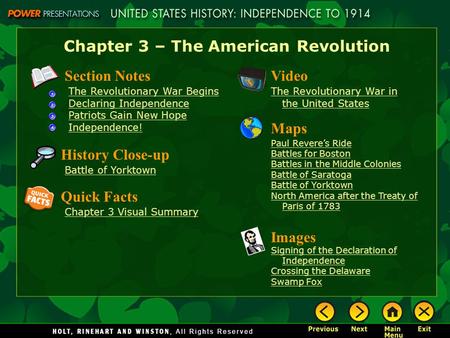 Chapter 3 – The American Revolution