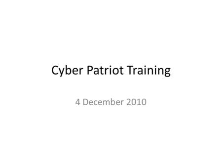 Cyber Patriot Training