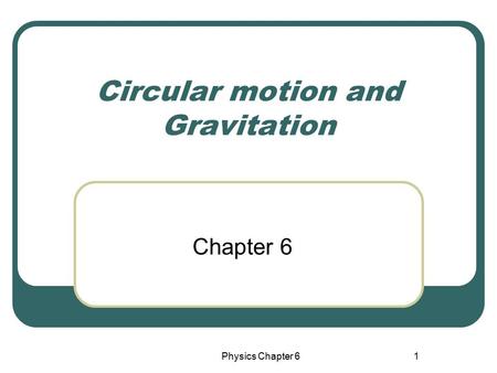 Circular motion and Gravitation Chapter 6 1Physics Chapter 6.