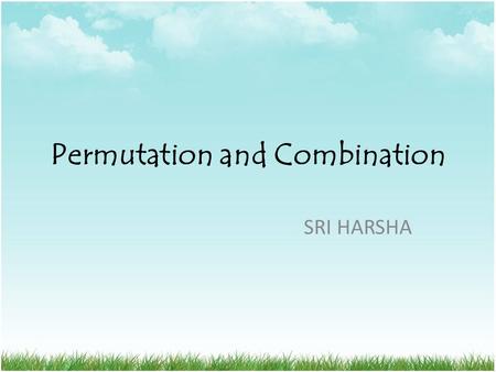 Permutation and Combination