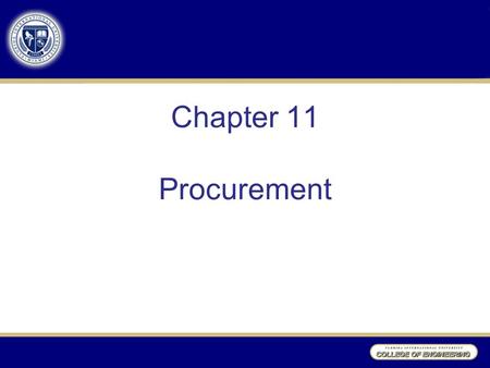 Chapter 11 Procurement.