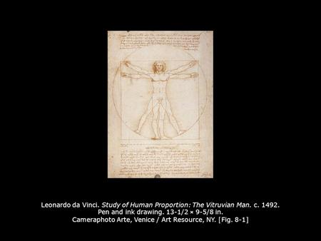 Leonardo da Vinci. Study of Human Proportion: The Vitruvian Man. c