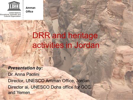 DRR and heritage activities in Jordan