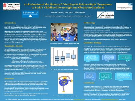 An Evaluation of the ‘Balance It! Getting the Balance Right’ Programme to Tackle Childhood Overweight and Obesity in Gateshead Shelina Visram 1, Tom Hall.