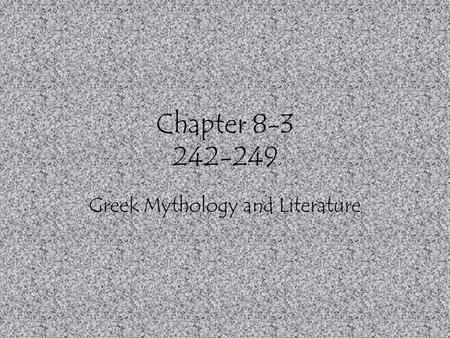 Greek Mythology and Literature