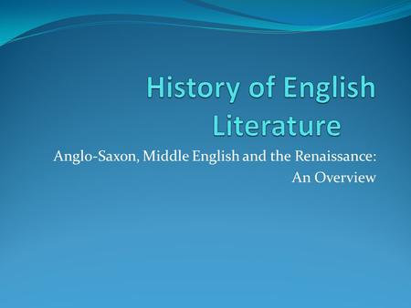 History of English Literature