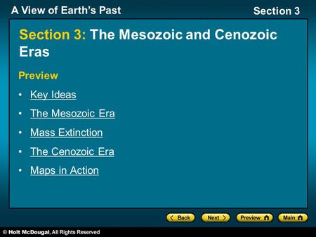 Section 3: The Mesozoic and Cenozoic Eras