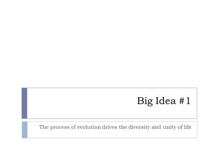 The process of evolution drives the diversity and unity of life