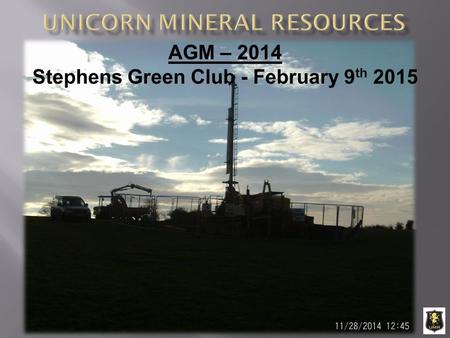 AGM – 2014 Stephens Green Club - February 9 th 2015.