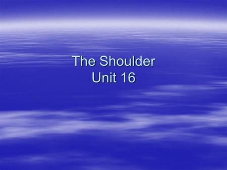 The Shoulder Unit 16.